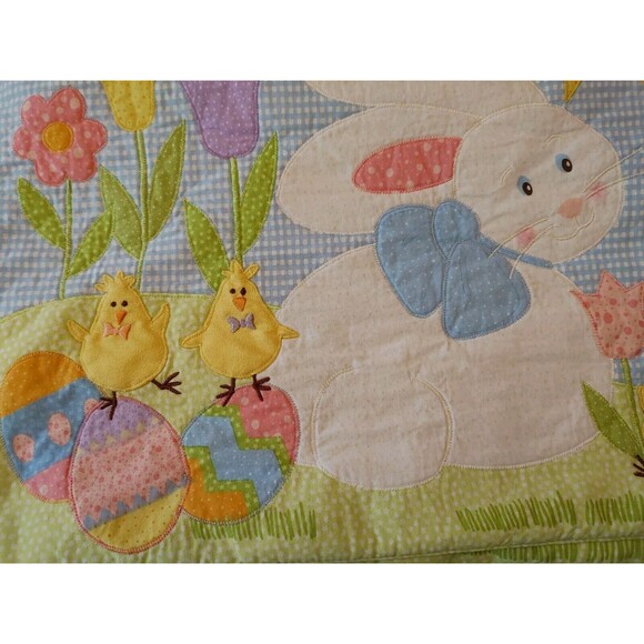 Set Of 6 Blossoms & Blooms Blue Spring Flowers Chicks Bunny Placemats 18”x12.5” - Picture 1 of 6